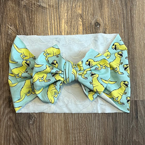 Green Dino [Child+] Bow Wrap Headband