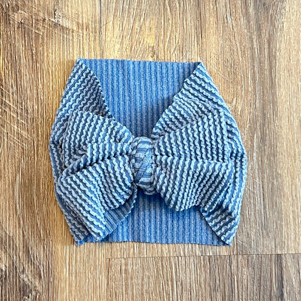 Cornflower Urban Rib [Baby] Bow Wrap Headband