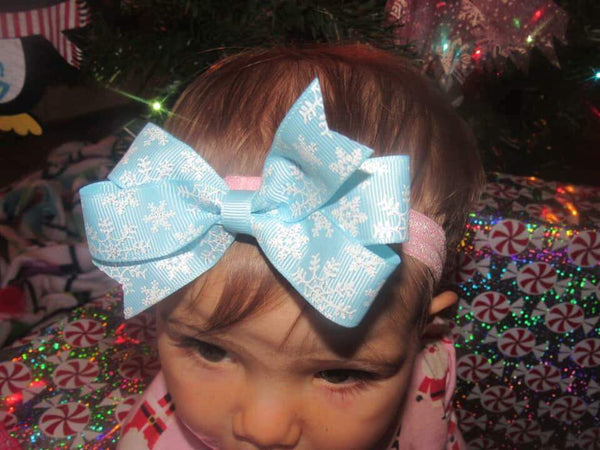 Blue Glitter Snowflake Small Loop